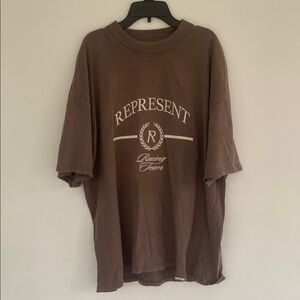 Represent Clo Brown Embroidered Racing Team T-Shirt In Summer Fog Size L